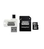 GOODRAM microSDHC karta 16GB M1A4 All-in-one (R:100/W:10 MB/s), UHS-I Class 10, U1 + Adapter + OTG card reader/čtečka
