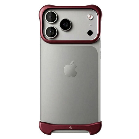 Arc Pulse - hliníkový ochranný rám na iPhone 18 Pro, matný tmavě červený