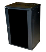 XtendLan 19" nástěnný rozvaděč 22U 600x450, nosnost 60 kg, skleněné kouřové dveře, svařovaný, černý