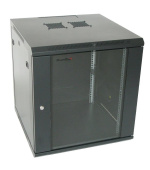 XtendLan 19" nástěnný rozvaděč 15U 600x600, nosnost 60 kg, skleněné kouřové dveře, svařovaný, černý