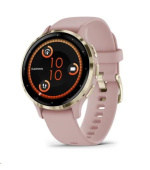 Garmin Venu® 3S, Nerezová luneta Soft Gold, pouzdro Dust Rose, silikonový řemínek