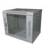 LEXI-Net 19" nástěnný rozvaděč 9U 600x600, nosnost 60 kg, skleněné dveře, svařovaný, šedý