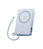 UGREEN magnetická powerbanka MagFlow 10000mAh s diplejem, Li-ion, 30W, MagSafe, 2x USB-C, stříbrná