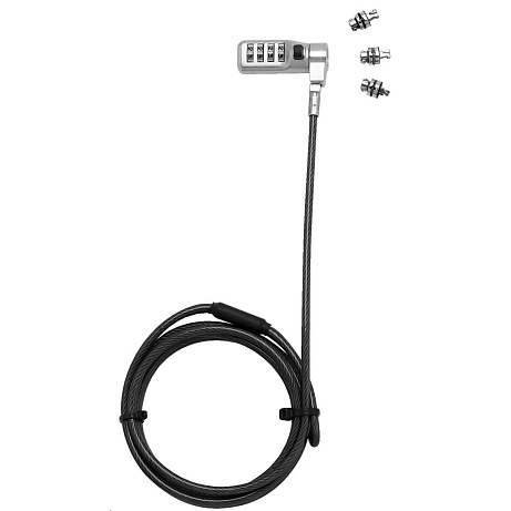 DICOTA Universal Security Cable Lock,3 Exchangeable heads fits all slots, combination