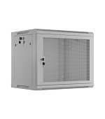 NÁSTĚNNÁ INSTALAČNÍ SKŘÍŇ 19" 9U 600X450 ŠEDÉ PERFOROVANÉ DVEŘE - PLOCHÉ BALENÍ