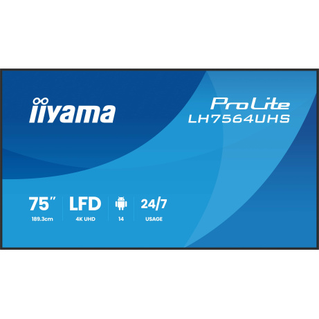 75" iiyama LH7564UHS-B1AG:VA, 4K UHD,Android,24/7
