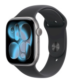 Apple Watch Series 11 GPS + Cellular 46mm Space Grey Aluminium Case with Black Sport Band - M/L