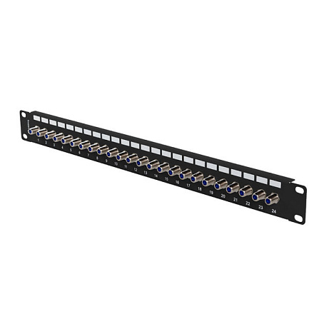 PATCH PANEL 24 PORTŮ 1U S KONEKTOREM TYPU F ČERNÝ LANBERG