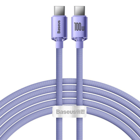 Baseus CAJY000705 Crystal Shine Series Datový Kabel USB-C - USB-C 100W 2m Purple