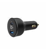 GEMBIRD Nabíječka do auta, 1x USB, 1xUSB-C, rychlo-nabíječka, QC3.0, 30 W, černá