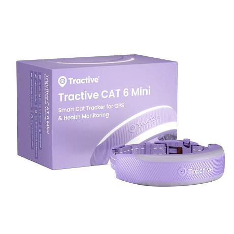 Tractive CAT 6 Mini – chytrý GPS lokátor pro kočky a monitor zdraví s integrovaným obojkem - levandulový