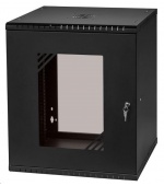 LEXI-Net 19" nástěnný rozvaděč Basic 12U 520x450, skleněné dveře, bez zad, rozložený, černý
