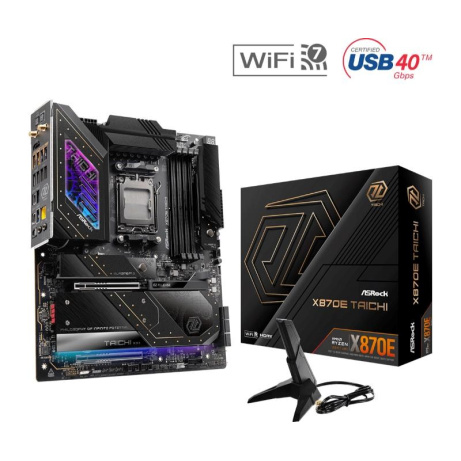 ASRock MB Sc AM5 X870E TAICHI, AMD X870, 4xDDR5, 1xHDMI, 2xUSB4, WI-FI