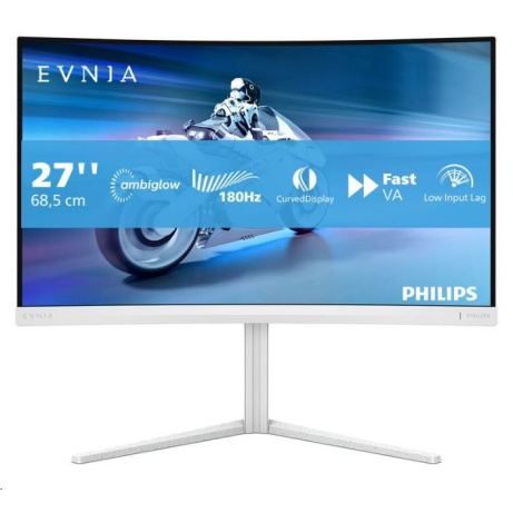 Philips MT 27" 27M2C5201L - 1920x1080,Fast VA,180Hz,2xHDMI,1xDP,zakřivený,bílá