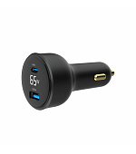 GEMBIRD Nabíječka do auta, 1x USB, 1xUSB-C, rychlo-nabíječka, QC3.0, 65 W, černá