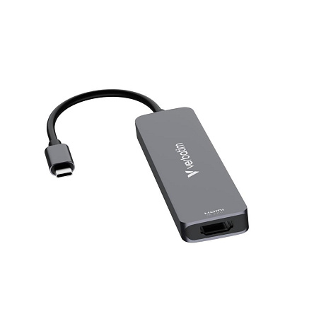 VERBATIM Dokovací stanice USB-C, 6v1, HDMI, USB-C PD, USB 3.0, USB 2.0, SD a microSD, šedá