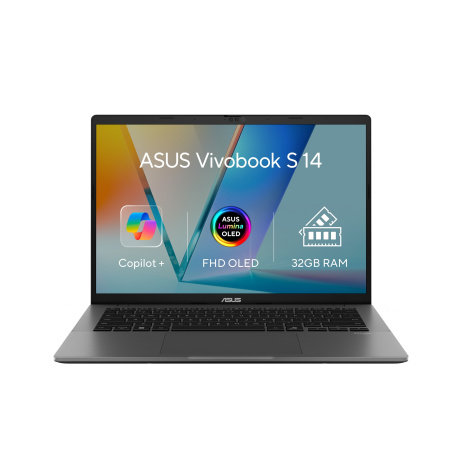 ASUS Vivobook S 14 OLED/S3407QA-OLED063W/SD-X1-26-100/14"/WUXGA/32GB/1TB/Adreno/W11H/Gray/2R
