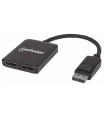 Manhattan rozbočovač, MST hub, DisplayPort na Dual DisplayPort (M/F), 4K@30Hz, černá