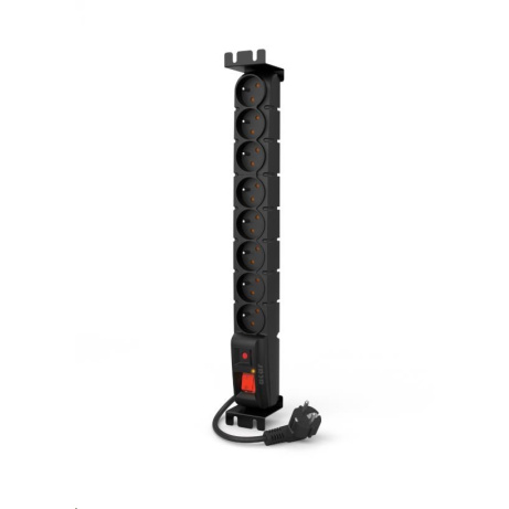 19" rozvodný panel ACAR 8x230V, vypínač, indikátor napětí, přepěťová ochrana, kabel 3m