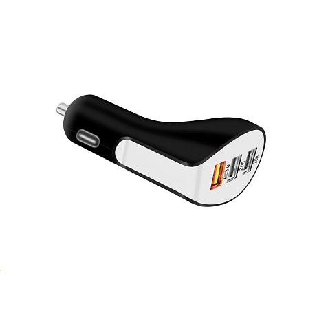 WG - Autonabíječka 3x USB-A, total 7.0 A ( QC 3,0 A + 2.0 A + 2.0 A ), černá