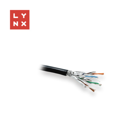 LYNX SFTP kabel, Cat6a, PE, celoměděný, venkovní, černý, cívka 500m
