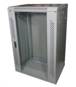 LEXI-Net 19" nástěnný rozvaděč 22U 600x600, nosnost 60 kg, skleněné dveře, svařovaný, šedý