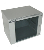 XtendLan 19" nástěnný rozvaděč 9U 600x450, nosnost 60 kg, skleněné kouřové dveře, svařovaný, šedý