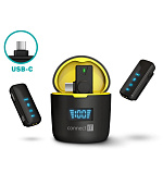 CONNECT IT Wireless mikrofon ClipMic Pro USB-C (2 ks + receiver) set s nabíjecím pouzdrem ČERNÝ