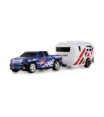 RC Pickup na vysílačku s přívěsem 1:64 - modrá