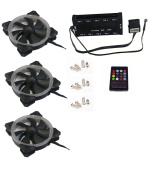 EUROCASE ventilátor RGB 120mm (Turbine blade, FullControl Led), set 3ks + controller
