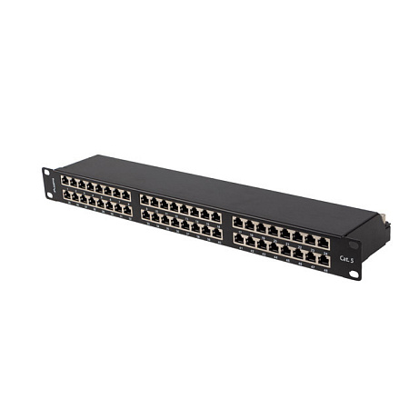 PATCH PANEL 48 PORTŮ 1U 19" CAT.5E FTP STÍNĚNÝ ČERNÝ LANBERG