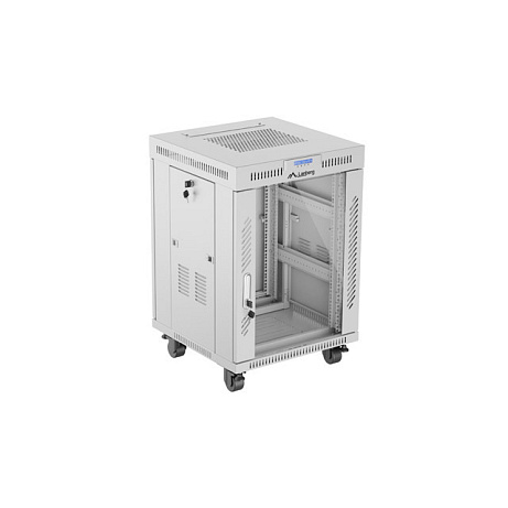 19" VOLNĚ STOJÍCÍ RACKOVÁ SKŘÍŇ 15U 600X600 ŠEDÉ SKLENĚNÉ DVEŘE LCD LANBERG (FLAT PACK) V2