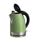 Orava VK-3217 GK, nerezová varná konvice 1,7 l, khaki zelená, 2000 W, otočný podstavec, LED signalizace