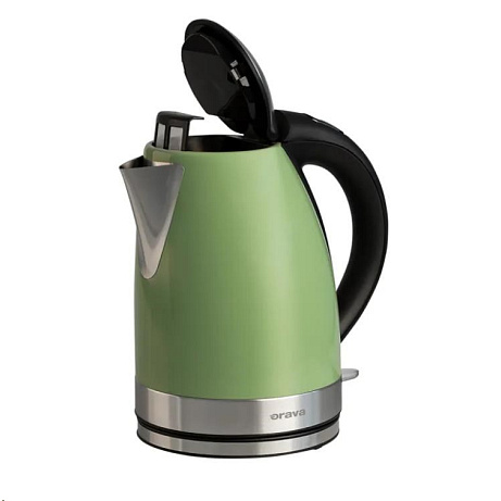Orava VK-3217 GK, nerezová varná konvice 1,7 l, khaki zelená, 2000 W, otočný podstavec, LED signalizace