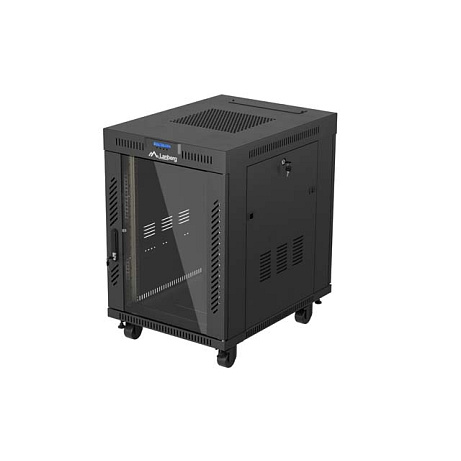 19" VOLNĚ STOJÍCÍ RACKOVÁ SKŘÍŇ 15U/600X800 (FLAT PACK) S PROSKLENÝMI DVEŘMI LCD ČERNÁ LANBERG V2