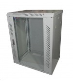 LEXI-Net 19" nástěnný rozvaděč 15U 600x450, nosnost 60 kg, skleněné dveře, rozložený, šedý