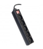 Prodlužovací přívod 230V 5m 5 zásuvek, vyp, černý
