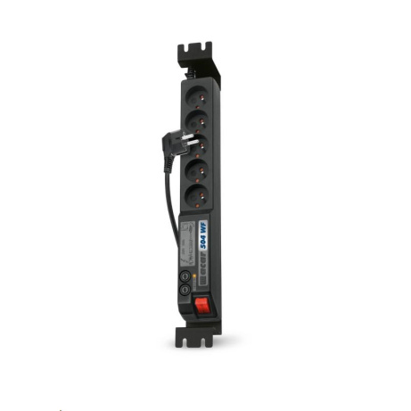 19" rozvodný panel ACAR 5x230V, vypínač, indikátor napětí, přepěťová ochrana, kabel 3m