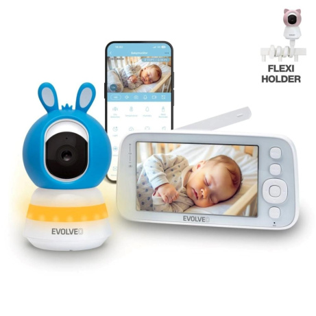 EVOLVEO Baby Monitor N5, Set videochůvičky s 360° dohledem, obousměrnou komunikací a ukolébavkami, modrá