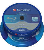 VERBATIM BD-R SL Datalife (25-pack)Blu-Ray/Spindle/6x/25GB WHITE BLUE SURFACE