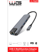 WG - HUB Type-C 4 v1, HDMI + RJ45 + USB3.0, hliníkový