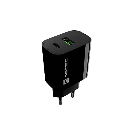 Univerzální nabíječka Natec RIBERA 20 W, 1X USB-A + 1X USB-C, černá