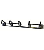 19" vyvazovací panel LEXI-Net 1U, 5x plastový úchyt 40x60mm, průchozí, černý