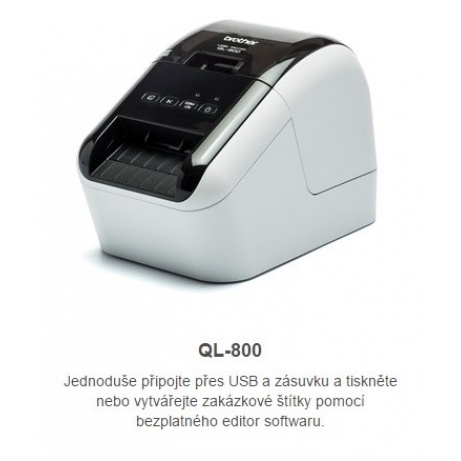 BAZAR - BROTHER tiskárna štítků QL-800 - 62mm, termotisk, USB, Profesionální Síťová Tiskárna Štítků - pošk. obal
