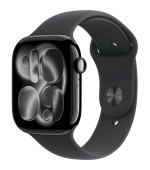 Apple Watch Series 11 GPS + Cellular 46mm Jet Black Aluminium Case with Black Sport Band - M/L