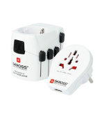 SKROSS cestovní adaptér PRO World & USB, 6,3A max., uzemněný, vč. univerzální USB nabíječky, pro celý svět