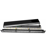19" Patch panel LYNX 24port, STP, Cat6, 30µm, duální svorkovnice, černý