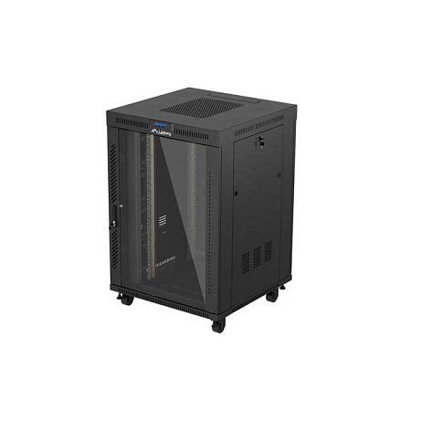 19" VOLNĚ STOJÍCÍ RACKOVÁ SKŘÍŇ 22U/800X800 (FLAT PACK) S PROSKLENÝMI DVEŘMI LCD ČERNÁ LANBERG V2