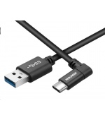 Datový a nabíjecí kabel USB - USB Type-C, 100cm, konektor v úhlu 90°, černý