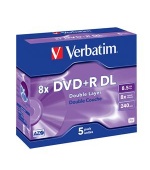 VERBATIM DVD+R(5-pack)DoubleLayer/Jewel/8x/8,5GB